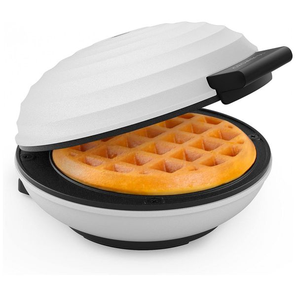 Mini Máquina de Waffle Antiaderente, Aço Inoxidável, 350W, Branca, 110v, CROWNFUL CF WM01, Branco