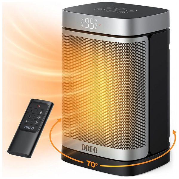 Aquecedor de Cerâmica Elétrico Portátil com Controle Remoto e Temporizador 12H, 1500W, 110v, DREO DR HSH004, Preto