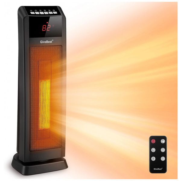 Aquecedor de Cerâmica Elétrico Portátil, 3 Configurações e Controle Remoto,1500W, 110V, GIVEBEST HPQ15C EA, Preto