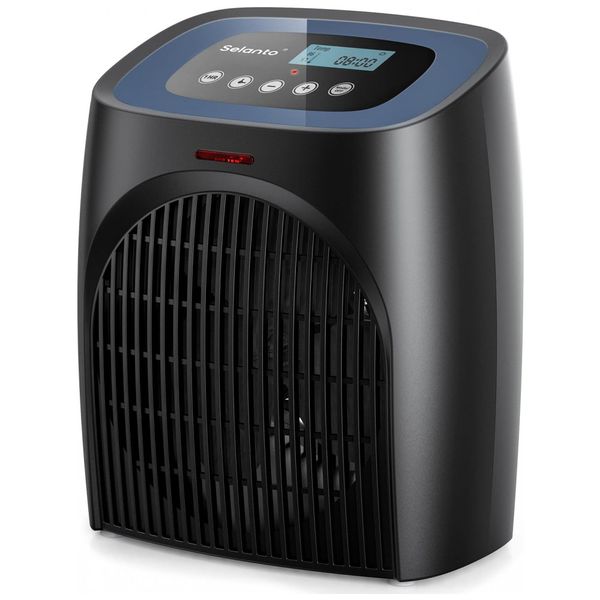 Aquecedor de Cerâmica Elétrico Portátil, 3 Configurações, 1500W, 110V, Selanto FH218A HB,  Preto