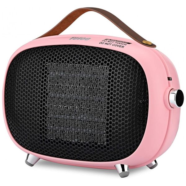 Mini Aquecedor de Cerâmica Elétrico Portátil com 3 Modos, 400W 800W, 110V, Teioe M7, Rosa