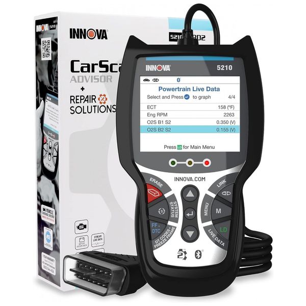 Scanner Automotivo Profissional com Diagnóstico OBD2, 12V, INNOVA 5210, Preto