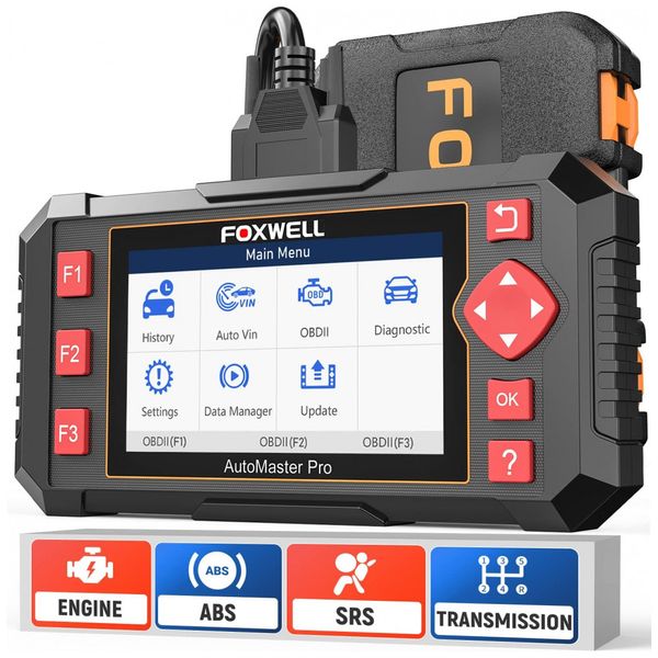 Scanner Automotivo FOXWELL com Tela LED e Diagnóstico, OBD2, NT604, 12V, Preto
