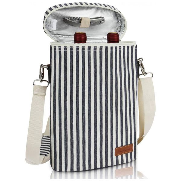 Zormy Bolsa Térmica Para Transporte de Vinhos até 2 Garrafas, Preta e Branca
