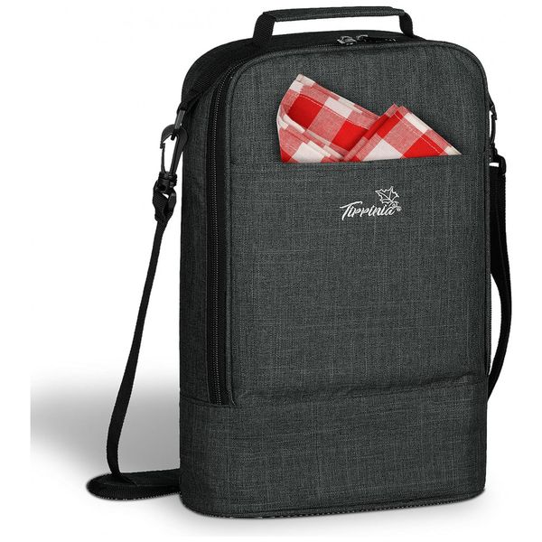 Tirrinia Bolsa Térmica Para Transporte de Vinhos até 2 Garrafas, Preta