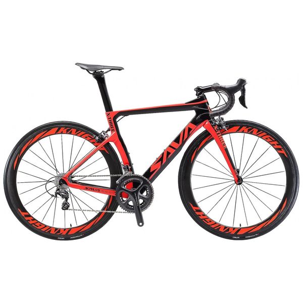 Bicicleta com Fibra de Carbono 700C, 18 Velocidades, SORA R3000, SAVADECK, Vermelho