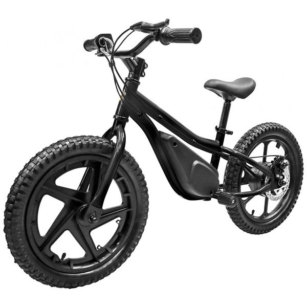 Massimo Bicicleta Infantil Elétrica com 2 Velocidades e Apoio para Pés, 350W, 24V, Preta