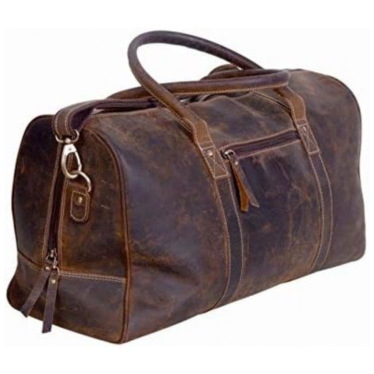 KomalC-Bolsa-de-Viagem-Masculina-Classica-de-Couro--Marrom-foto-1