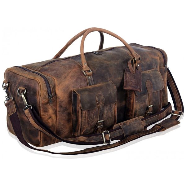 Bolsa-de-Viagem-Masculina-Classica-de-Couro-KOMALC-Marrom-foto-0