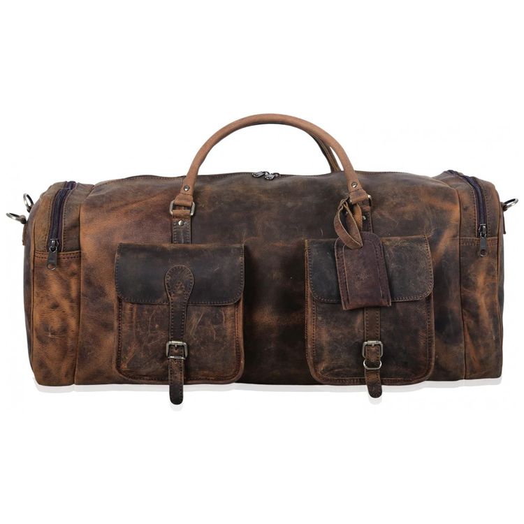 Bolsa-de-Viagem-Masculina-Classica-de-Couro-KOMALC-Marrom-foto-1
