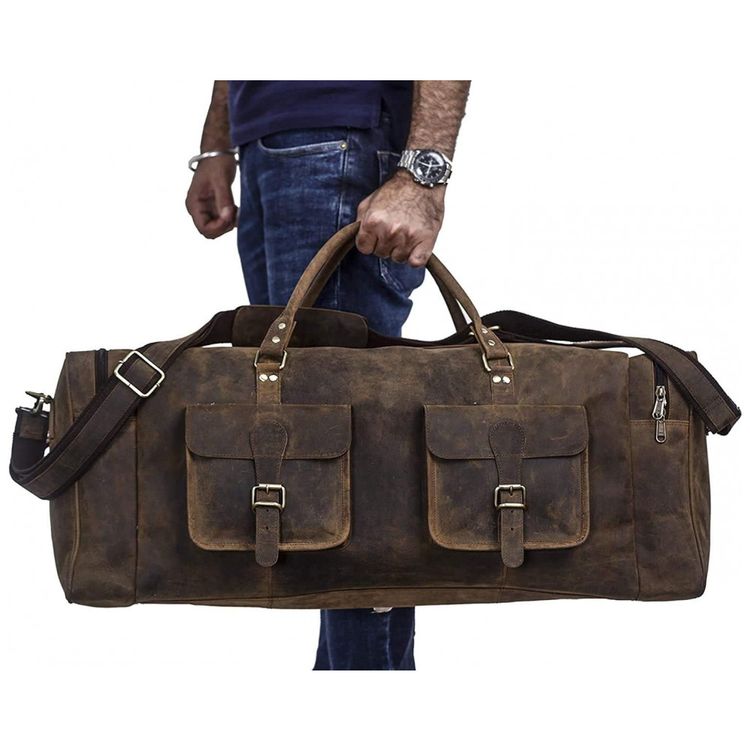 Bolsa-de-Viagem-Masculina-Classica-de-Couro-KOMALC-Marrom-foto-5