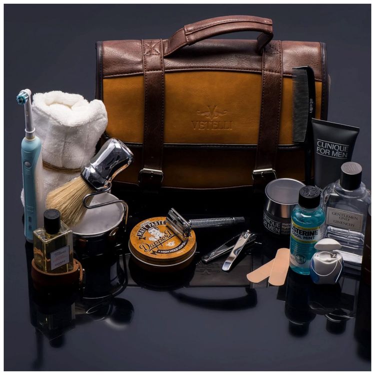 Necessaire-Masculina-Vintage-de-Couro-Sintetico-com-Forro-a-foto-2