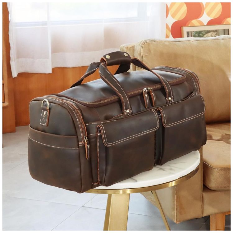 Bolsa-de-Viagem-Masculina-Classica-de-Couro-POLARE--Marrom-foto-1