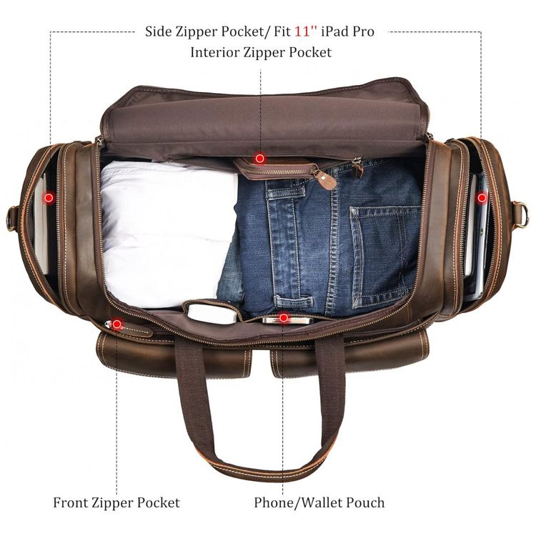 Bolsa-de-Viagem-Masculina-Classica-de-Couro-POLARE--Marrom-foto-4