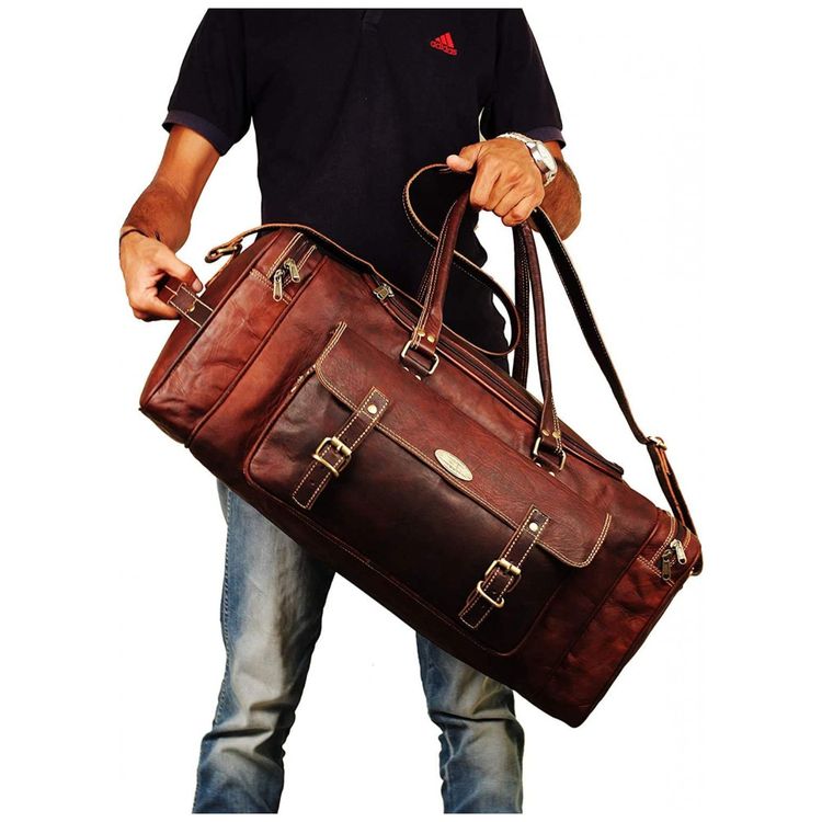 Bolsa-de-Viagem-Masculina-Classica-de-Couro-HULSH-Marrom-foto-1