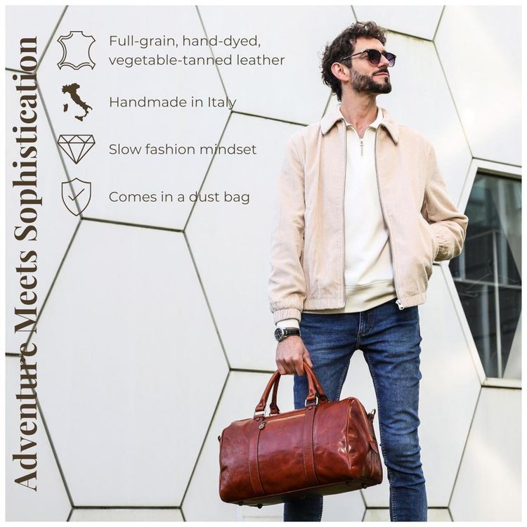 Bolsa-de-Viagem-Unissex-Classica-de-Couro-TIME-RESISTANCE-foto-1