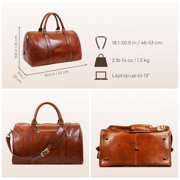 Bolsa-de-Viagem-Unissex-Classica-de-Couro-TIME-RESISTANCE-foto-3