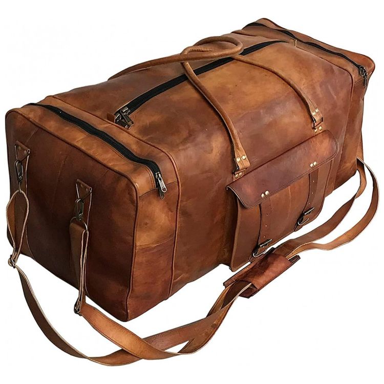 Bolsa-de-Viagem-Masculina-Classica-de-Couro-CUERO-Marrom-foto-0