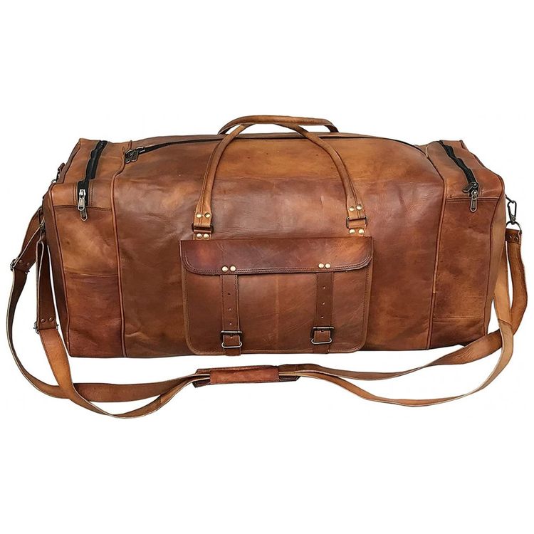 Bolsa-de-Viagem-Masculina-Classica-de-Couro-CUERO-Marrom-foto-1