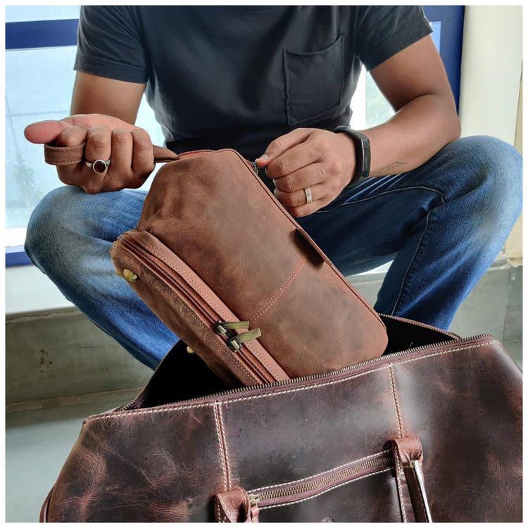 Necessaire-Masculina-Vintage-de-Couro-com-Forro-a-Prova-d-foto-1