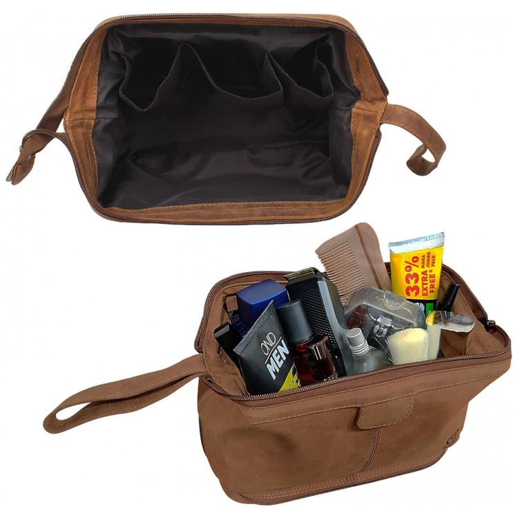 Necessaire-Masculina-Vintage-de-Couro-com-Forro-a-Prova-d-foto-3