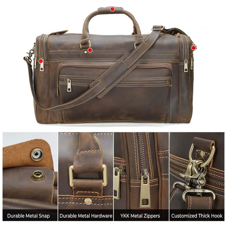 Texto-Bolsa-de-Viagem-Masculina-Classica-de-Couro--Marrom-foto-5