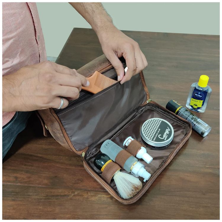 Necessaire-Masculina-Vintage-de-Couro-com-Forro-a-Prova-d-foto-1