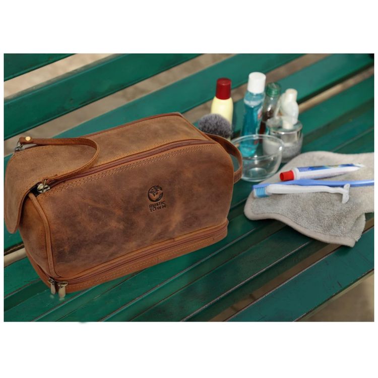 Necessaire-Masculina-Vintage-de-Couro-com-Forro-a-Prova-d-foto-5