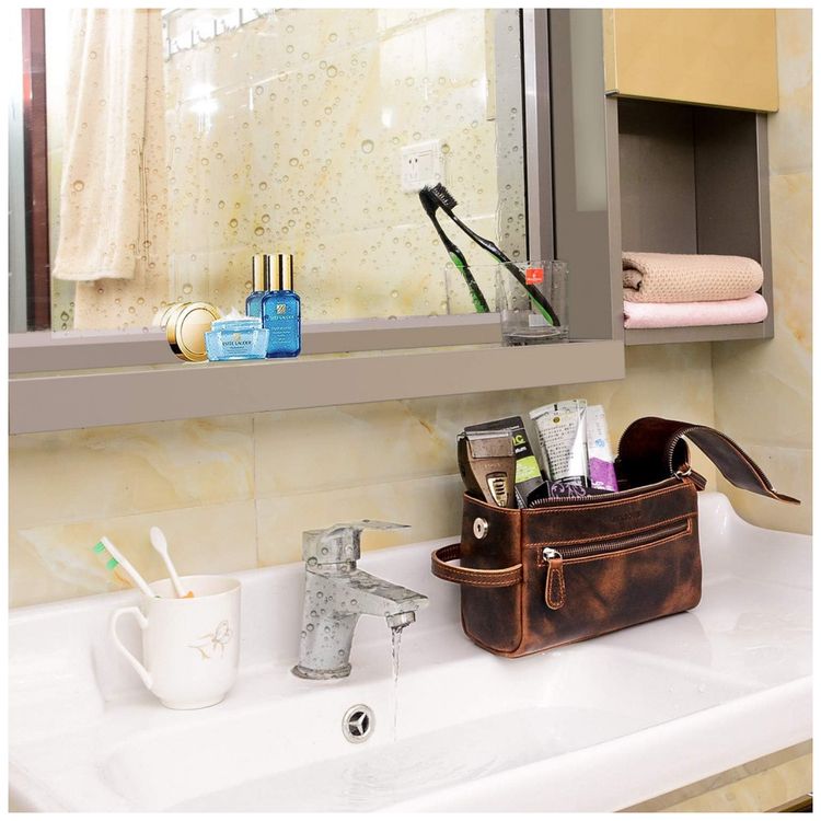 Necessaire-Masculina-Vintage-de-Couro-Sintetico-com-Forro-a-foto-3