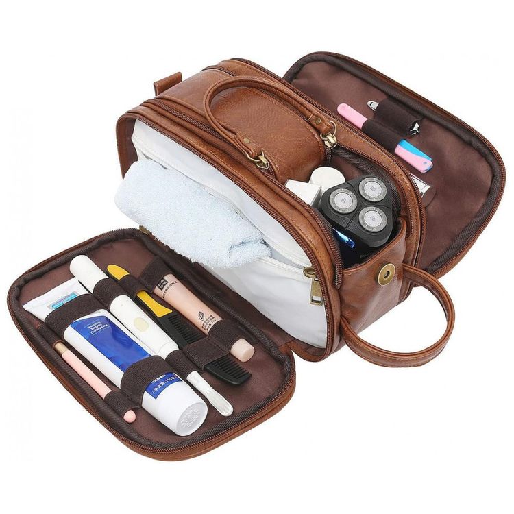 Necessaire-Masculina-Vintage-de-Couro-Sintetico-com-Forro-a-foto-4