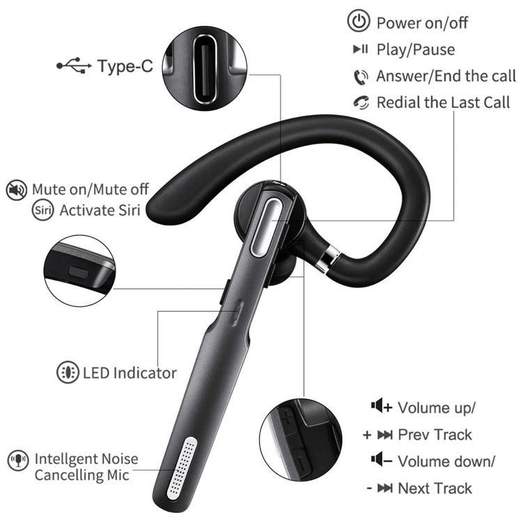 Fone-de-ouvido-sem-Fio-Headset-Bluetooth-para-Chamadas-com-foto-1