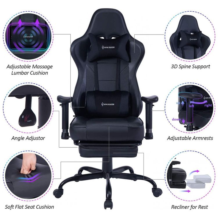 VON-RACER-Cadeira-Gamer-Ergonomica-Ajustavel-com-Apoio-para-foto-1