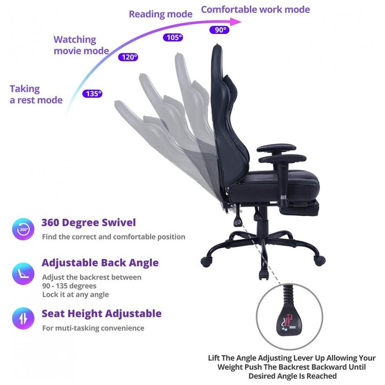 VON-RACER-Cadeira-Gamer-Ergonomica-Ajustavel-com-Apoio-para-foto-2