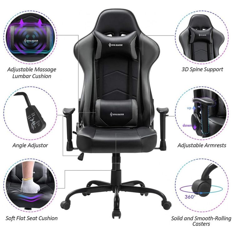Blue-Whale-Cadeira-Gamer-Ergonomica-Ajustavel-com-Apoio-para-foto-3
