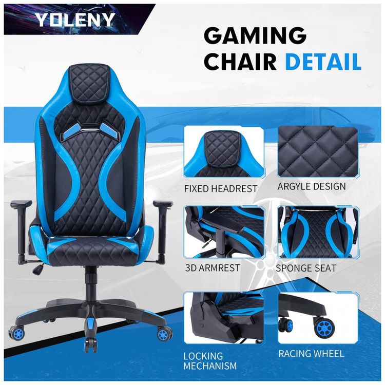 Cadeira-Gamer-Ergonomica-Ajustavel-com-Encosto-Alto-YOLENY-foto-2