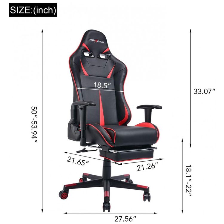 GTRACING-Cadeira-Gamer-Ergonomica-Ajustavel-com-Apoio-para-foto-1