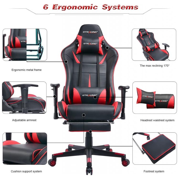 GTRACING-Cadeira-Gamer-Ergonomica-Ajustavel-com-Apoio-para-foto-2