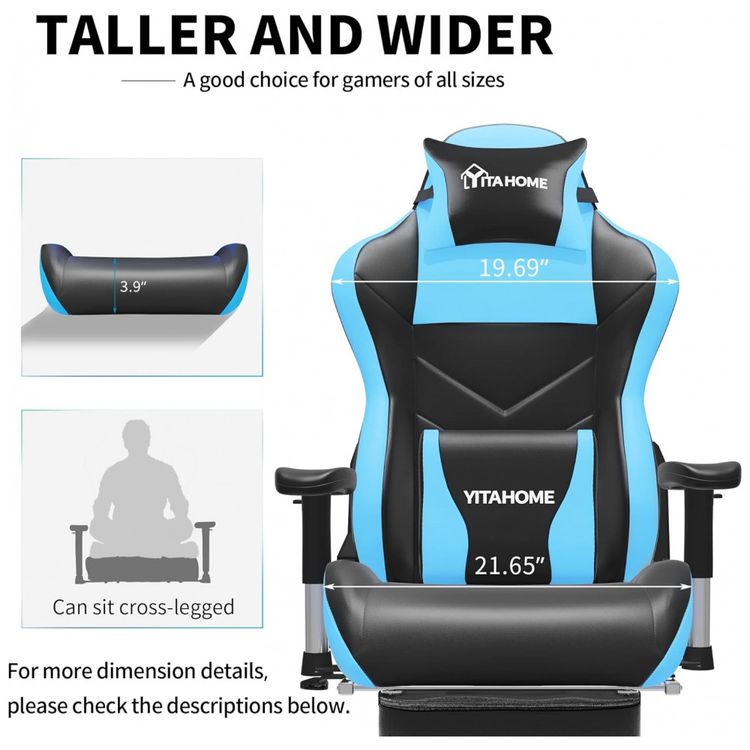 Cadeira-Gamer-Ergonomica-Ajustavel-com-Apoio-para-os-Pes-foto-2
