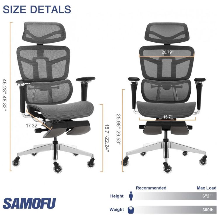 SAMOFU-Cadeira-de-Escritorio-Ergonomica-3D-Ajustavel-com-foto-1