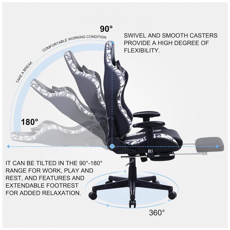 Cadeira-Gamer-Ergonomica-Ajustavel-com-Apoio-para-os-Pes-foto-4