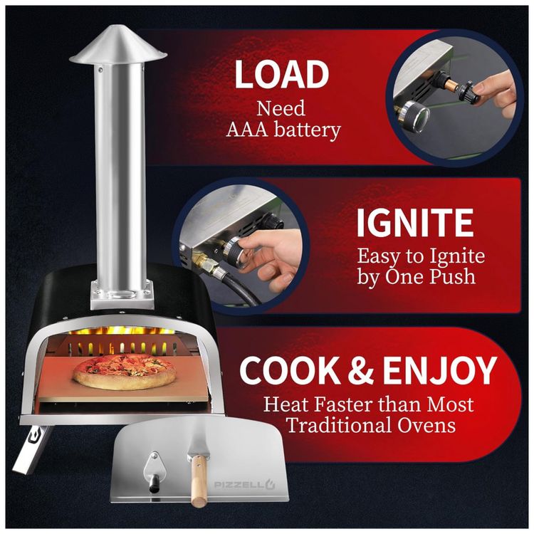PIZZELLO-Forno-de-Pizza-a-Gas-em-Aco-Inox-com-Acessorios-foto-1