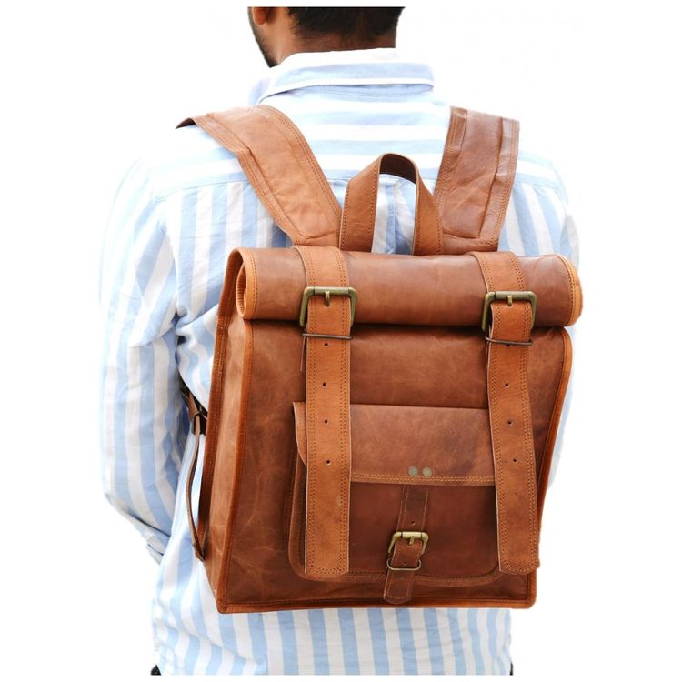 Urban-Dezire-Mochila-Vintage-de-Couro-para-Laptop-Masculina-foto-3