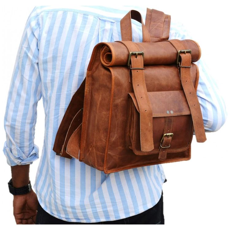 Urban-Dezire-Mochila-Vintage-de-Couro-para-Laptop-Masculina-foto-4
