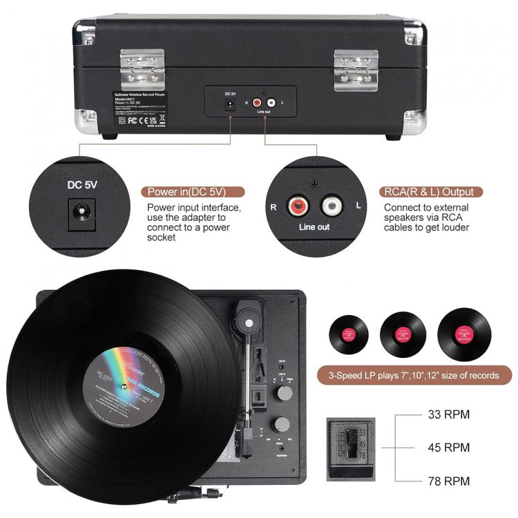 Vitrola-Toca-Discos-3-Velocidades-com-USB-e-Entrada-AUX-45-foto-2