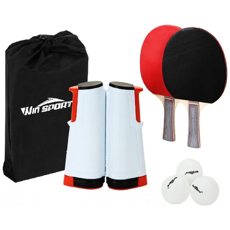 Kit-de-Ping-Pong-com-Mesa-Portatil-2-Raquetes-3-Bolas-e-foto-0