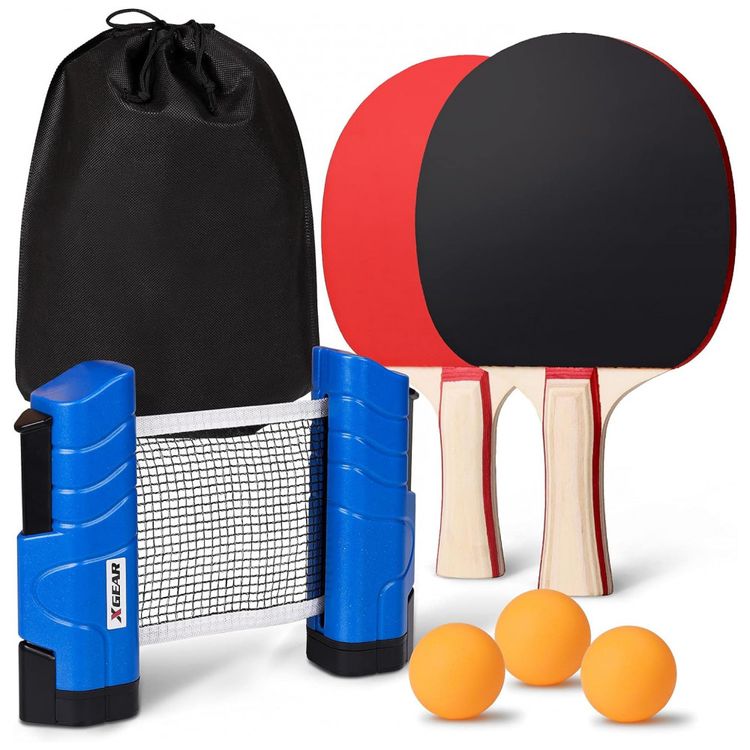 Kit-de-Ping-Pong-com-Mesa-Portatil-2-Raquetes-3-Bolas-e-foto-0