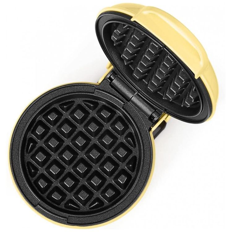Mini-Maquina-de-Waffle-Antiaderente-Amarela-110v-HOLSTEIN-foto-1