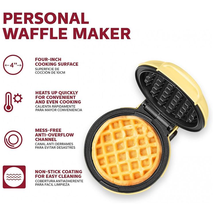 Mini-Maquina-de-Waffle-Antiaderente-Amarela-110v-HOLSTEIN-foto-2