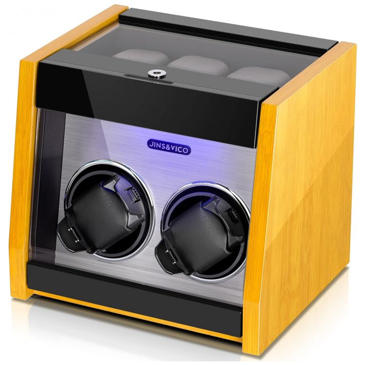Caixa-Estojo-Rotativo-Automatico-para-Relogios-com-Luz-e-foto-0