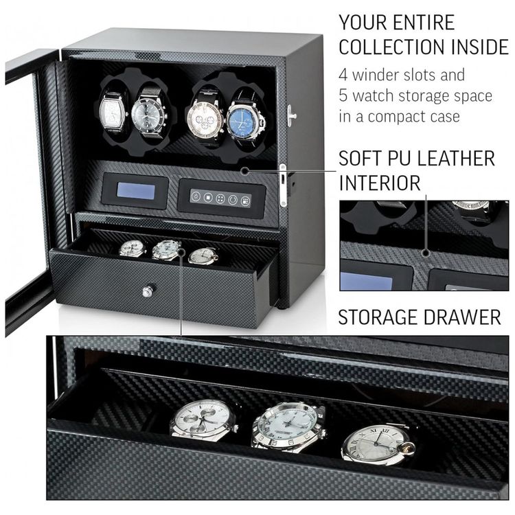 WATCH-WINDERS-Caixa-Estojo-Rotativo-Automatico-para-foto-5